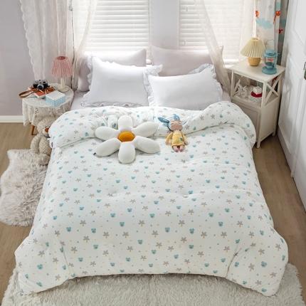 91家纺网 家纺一手货源 找家纺 天瑜家纺 2023新款A类针织棉冬被 小清新白