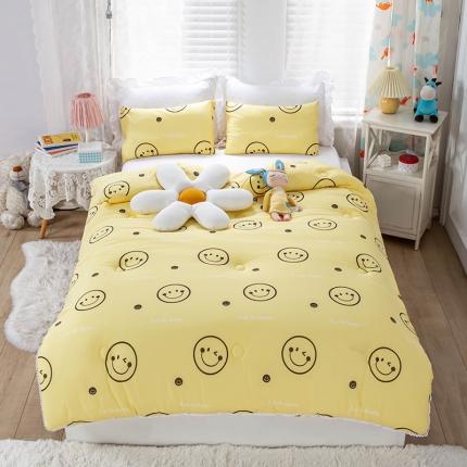 91家纺网 家纺一手货源 找家纺 天瑜家纺 2023新款A类针织棉冬被 笑脸黄