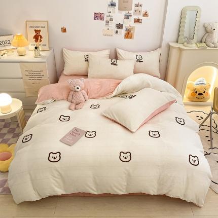 （总）雅居坊2022新款毛巾绣小熊 牛奶绒四件套系列