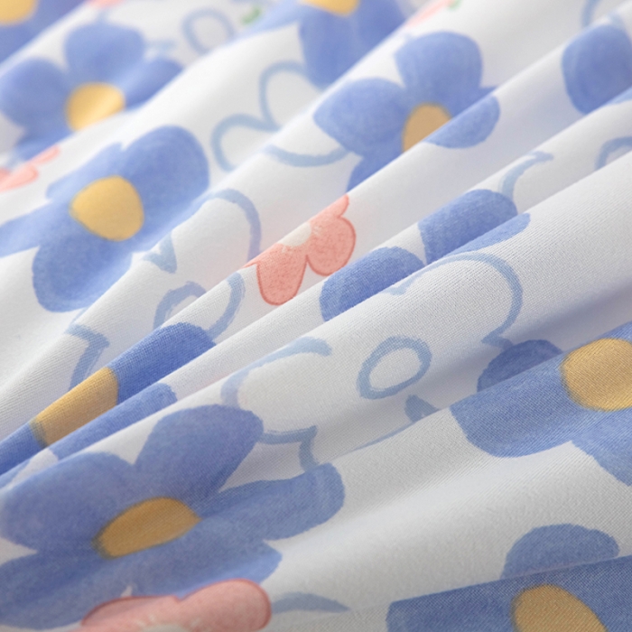 91家纺网 家纺一手货源 找家纺 天瑜家纺 2023新款A类针织棉冬被 朵朵花开蓝