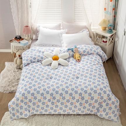 天瑜家纺 2023新款A类针织棉冬被 朵朵花开蓝