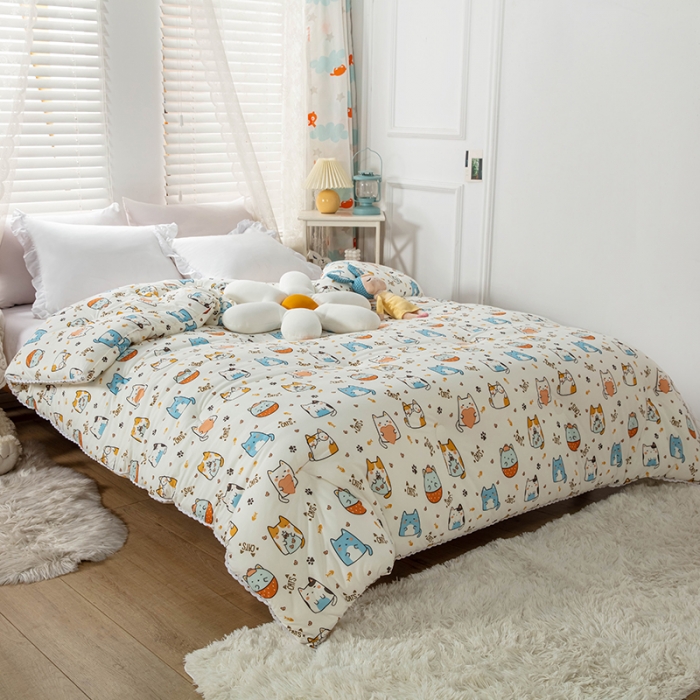 91家纺网 家纺一手货源 找家纺 天瑜家纺 2023新款A类针织棉冬被 喵星人