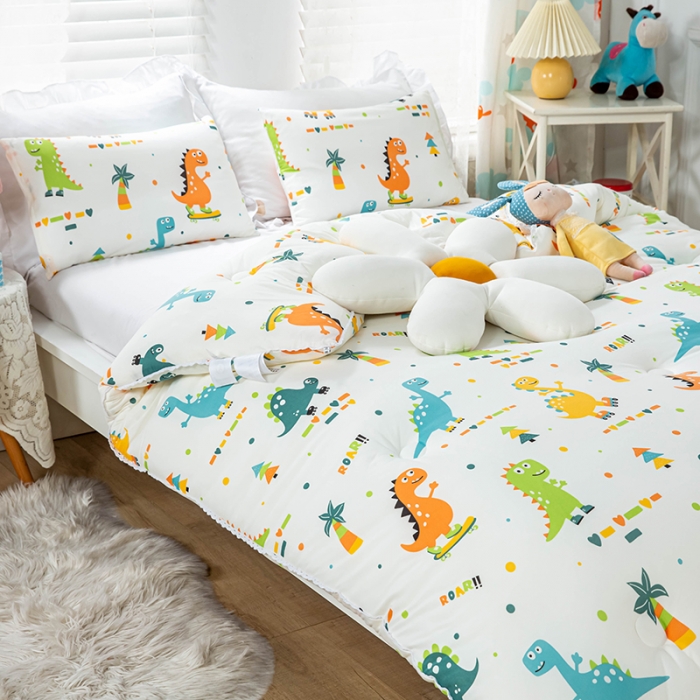 91家纺网 家纺一手货源 找家纺 天瑜家纺 2023新款A类针织棉冬被 小恐龙