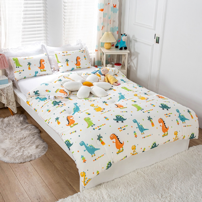 91家纺网 家纺一手货源 找家纺 天瑜家纺 2023新款A类针织棉冬被 小恐龙