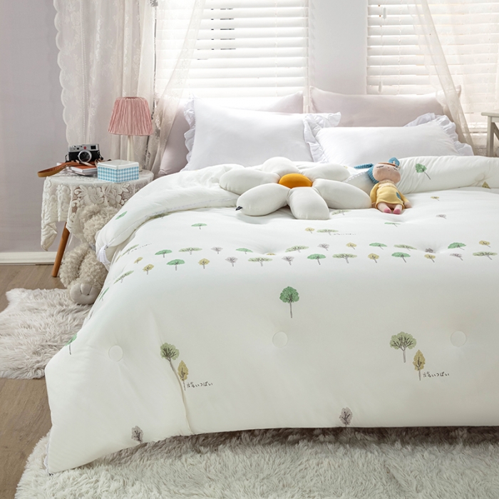 91家纺网 家纺一手货源 找家纺 天瑜家纺 2023新款A类针织棉冬被 小树白