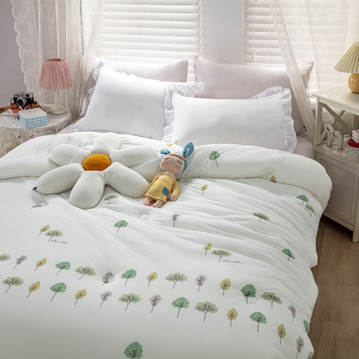 91家纺网 家纺一手货源 找家纺 天瑜家纺 2023新款A类针织棉冬被 小树白