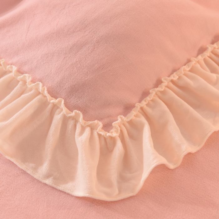 91家纺网 家纺一手货源 找家纺 绒世界 2024秋冬韩版牛奶绒绣花四件套 邂逅-蜜桃粉