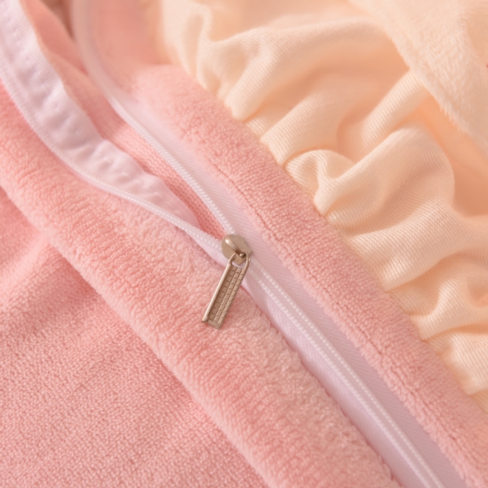 91家纺网 家纺一手货源 找家纺 绒世界 2024秋冬韩版牛奶绒绣花四件套 邂逅-蜜桃粉