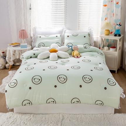 天瑜家纺 2023新款A类针织棉冬被 笑脸绿