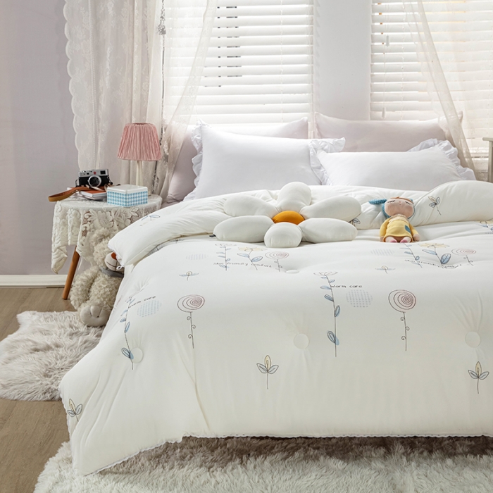 91家纺网 家纺一手货源 找家纺 天瑜家纺 2023新款A类针织棉冬被 休闲时光 白