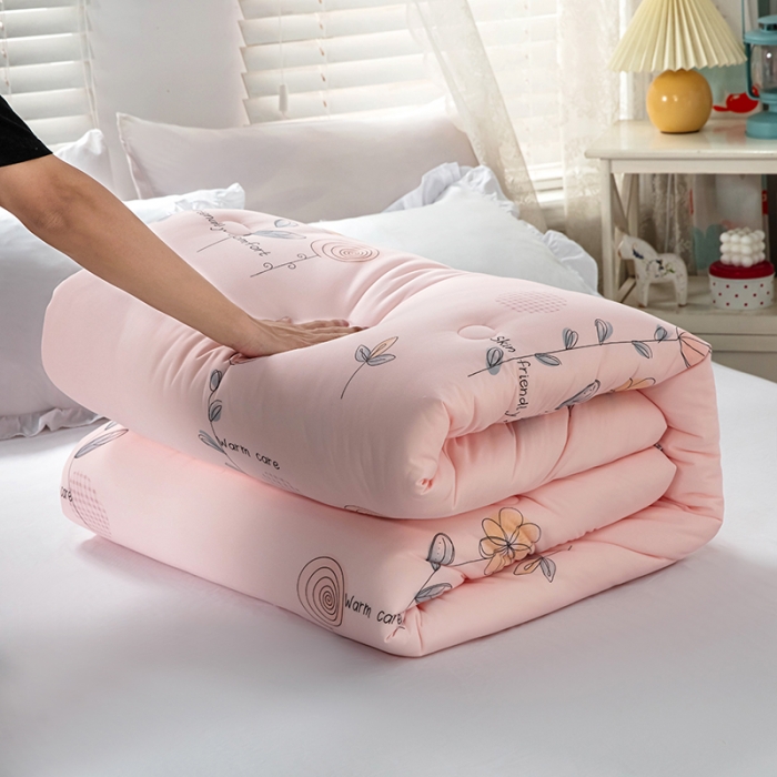 91家纺网 家纺一手货源 找家纺 天瑜家纺 2023新款A类针织棉冬被 休闲时光 粉