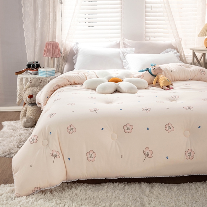 91家纺网 家纺一手货源 找家纺 天瑜家纺 2023新款A类针织棉冬被 樱花玉