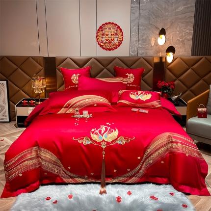 91家纺网 家纺一手货源 找家纺 2022甜咪咪直播爆款100支长绒棉四件套-家居婚庆幸福约定