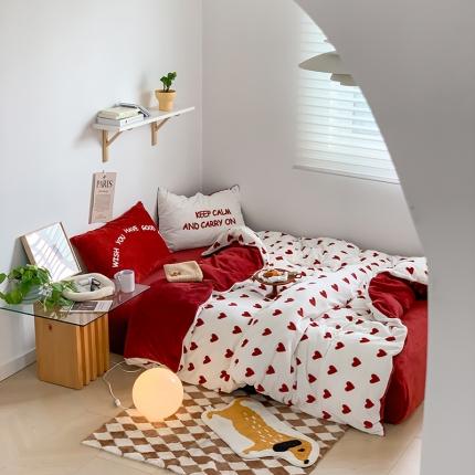 91家纺网 家纺一手货源 找家纺 （总）顾里2022新款ins博主混搭牛奶绒四件套