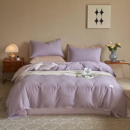 91家纺网 家纺一手货源 找家纺 （总）时光里 2022新款60支纯棉华夫格系列四件套