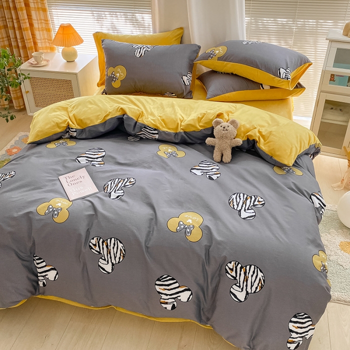 91家纺网 家纺一手货源 找家纺 雅居纺 2022新款棉绒四件套 乐园-灰