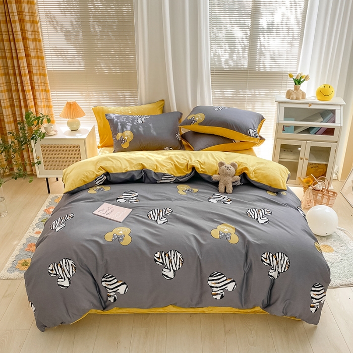 91家纺网 家纺一手货源 找家纺 雅居纺 2022新款棉绒四件套 乐园-灰