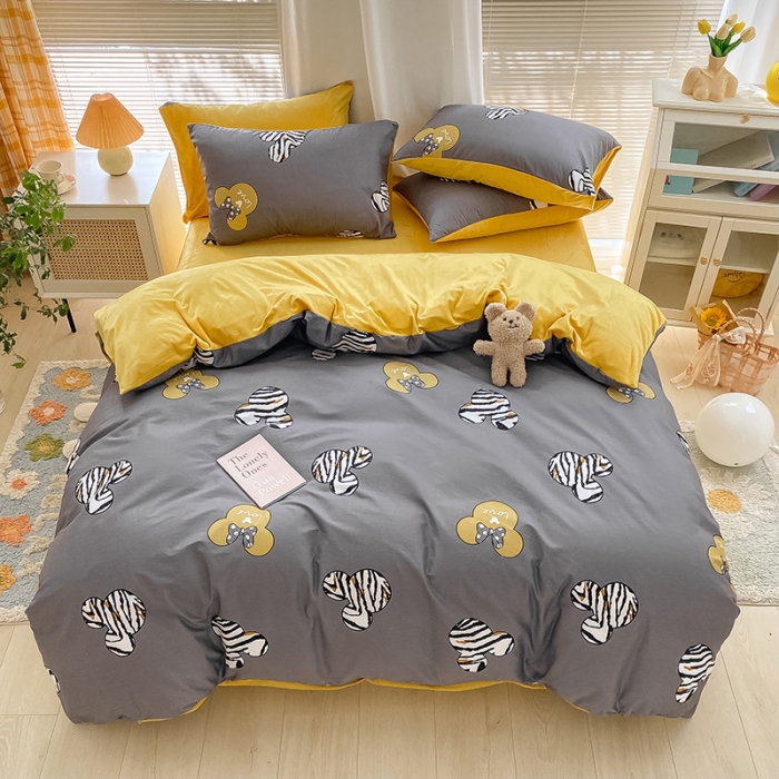 91家纺网 家纺一手货源 找家纺 雅居纺 2022新款棉绒四件套 乐园-灰