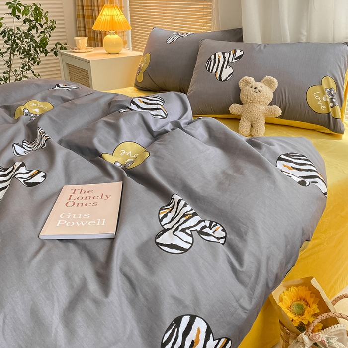 91家纺网 家纺一手货源 找家纺 雅居纺 2022新款棉绒四件套 乐园-灰