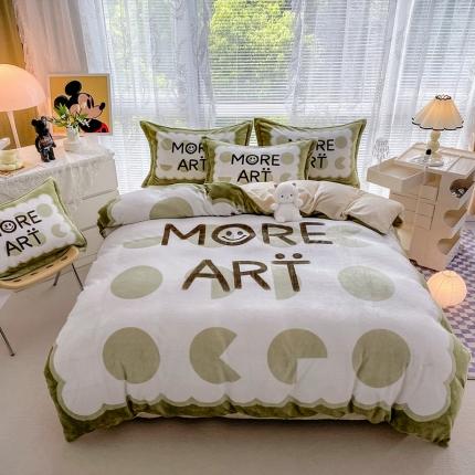 91家纺网 家纺一手货源 找家纺 塔塔 2025新款高克重大版印花牛奶绒四件套 吃货球