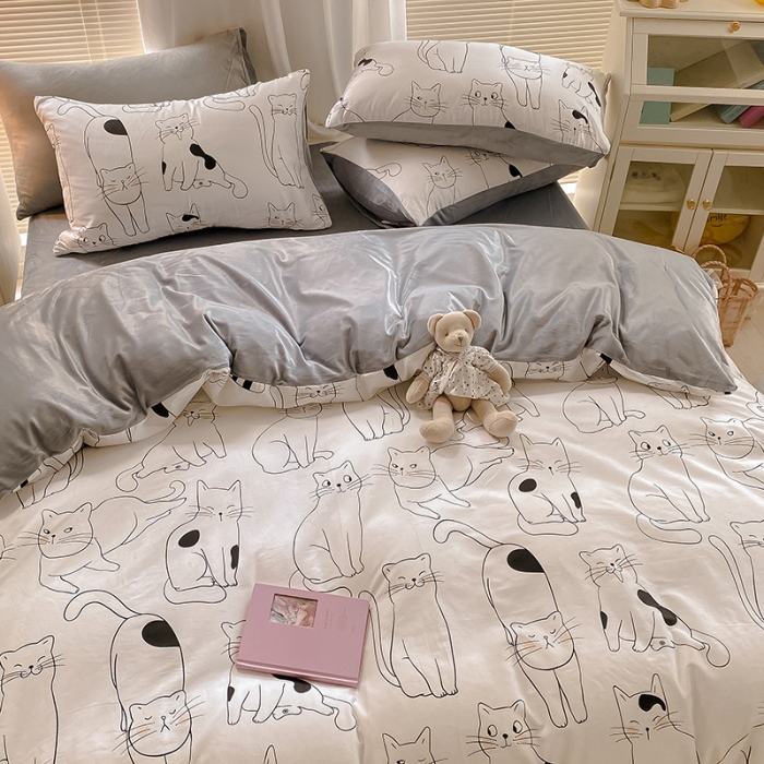 91家纺网 家纺一手货源 找家纺 雅居纺 2022新款棉绒四件套 奶茶