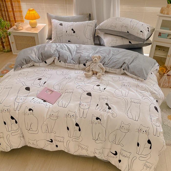 91家纺网 家纺一手货源 找家纺 雅居纺 2022新款棉绒四件套 奶茶