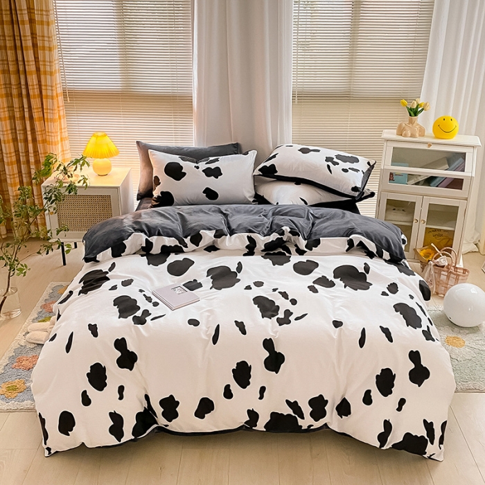 91家纺网 家纺一手货源 找家纺 雅居纺 2022新款棉绒四件套 奶牛