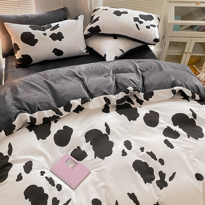 91家纺网 家纺一手货源 找家纺 雅居纺 2022新款棉绒四件套 奶牛