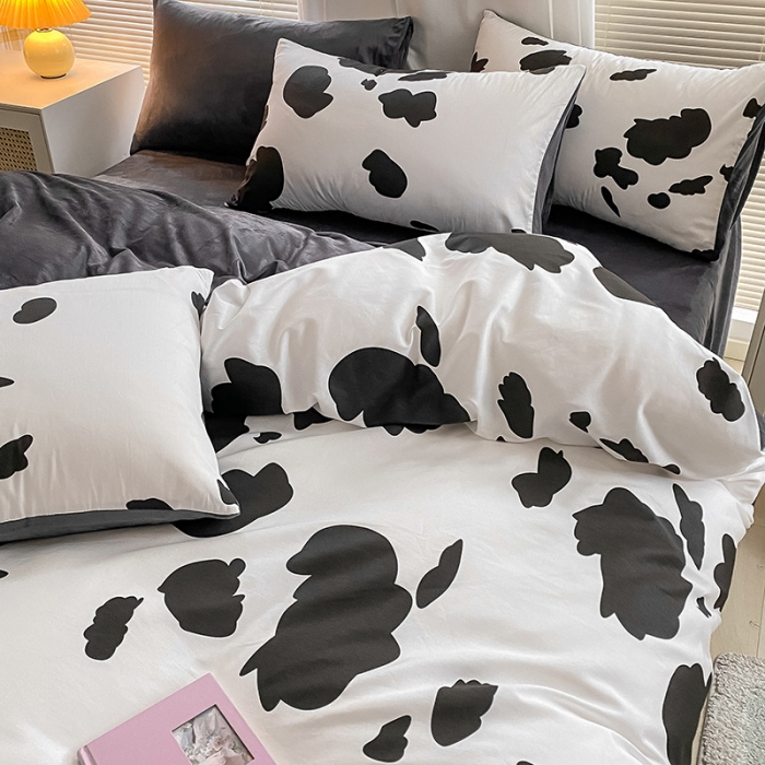 91家纺网 家纺一手货源 找家纺 雅居纺 2022新款棉绒四件套 奶牛