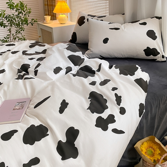 91家纺网 家纺一手货源 找家纺 雅居纺 2022新款棉绒四件套 奶牛