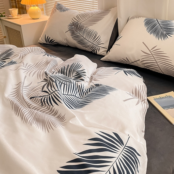 91家纺网 家纺一手货源 找家纺 雅居纺 2022新款棉绒四件套 羽叶