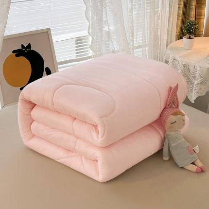 91家纺网 家纺一手货源 找家纺 梦初语 2022年A类针织棉大豆纤维冬被 典雅粉