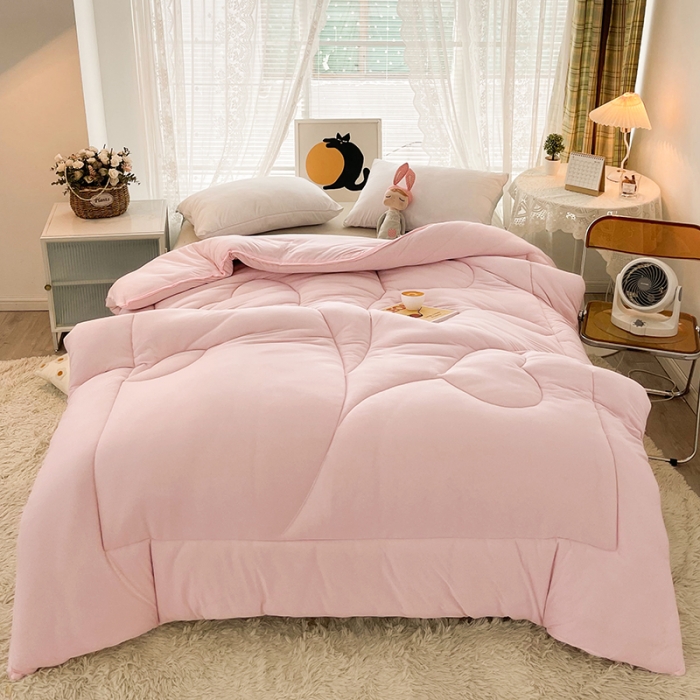 91家纺网 家纺一手货源 找家纺 梦初语 2022年A类针织棉大豆纤维冬被 典雅粉