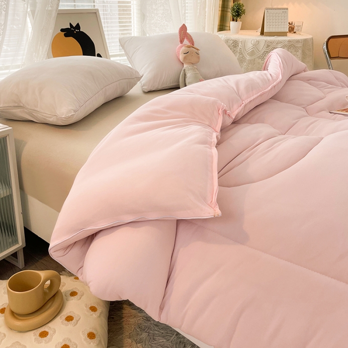 91家纺网 家纺一手货源 找家纺 梦初语 2022年A类针织棉大豆纤维冬被 典雅粉