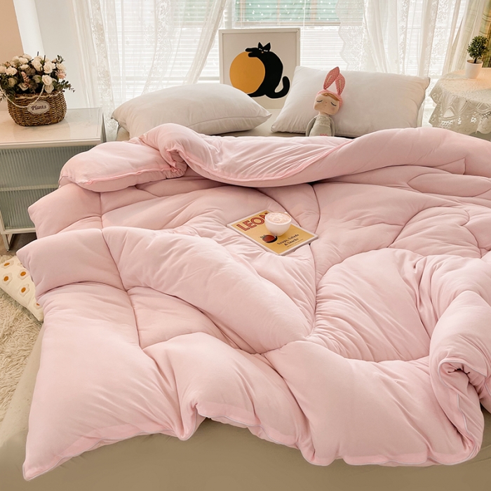 91家纺网 家纺一手货源 找家纺 梦初语 2022年A类针织棉大豆纤维冬被 典雅粉