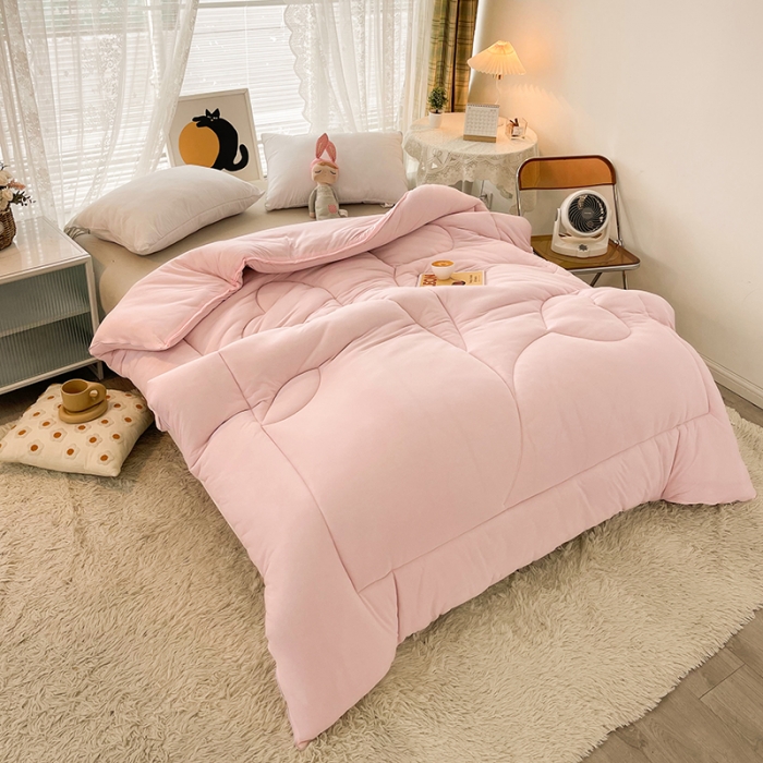 91家纺网 家纺一手货源 找家纺 梦初语 2022年A类针织棉大豆纤维冬被 典雅粉