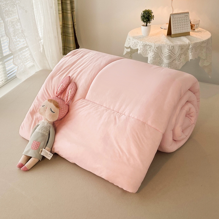 91家纺网 家纺一手货源 找家纺 梦初语 2022年A类针织棉大豆纤维冬被 典雅粉