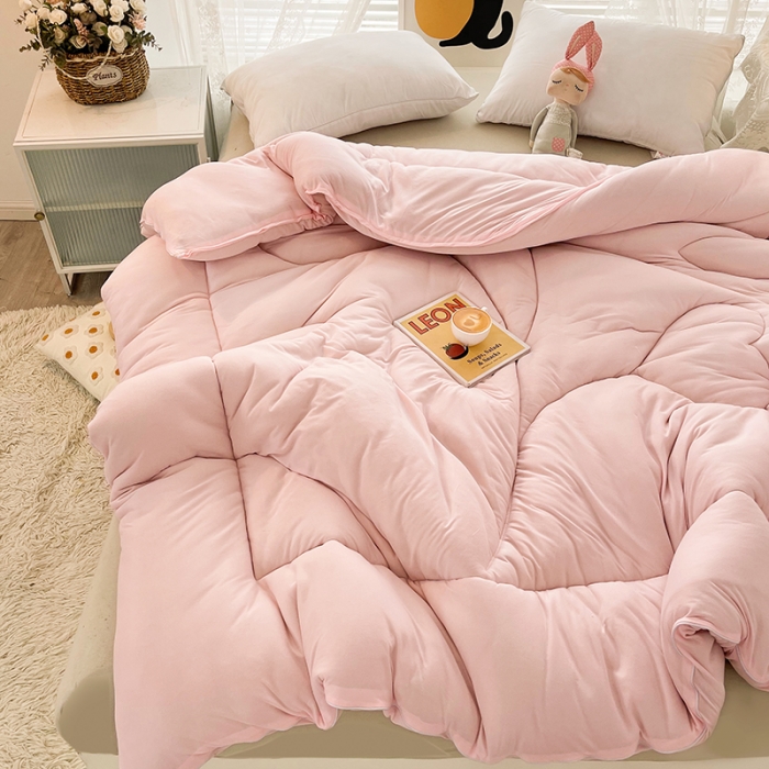 91家纺网 家纺一手货源 找家纺 梦初语 2022年A类针织棉大豆纤维冬被 典雅粉