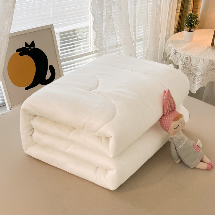 91家纺网 家纺一手货源 找家纺 梦初语 2022年A类针织棉大豆纤维冬被 浩瀚白