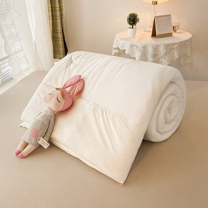 91家纺网 家纺一手货源 找家纺 梦初语 2022年A类针织棉大豆纤维冬被 浩瀚白