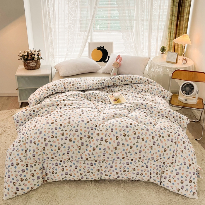 91家纺网 家纺一手货源 找家纺 梦初语 2022年A类针织棉大豆纤维冬被 花儿朵朵