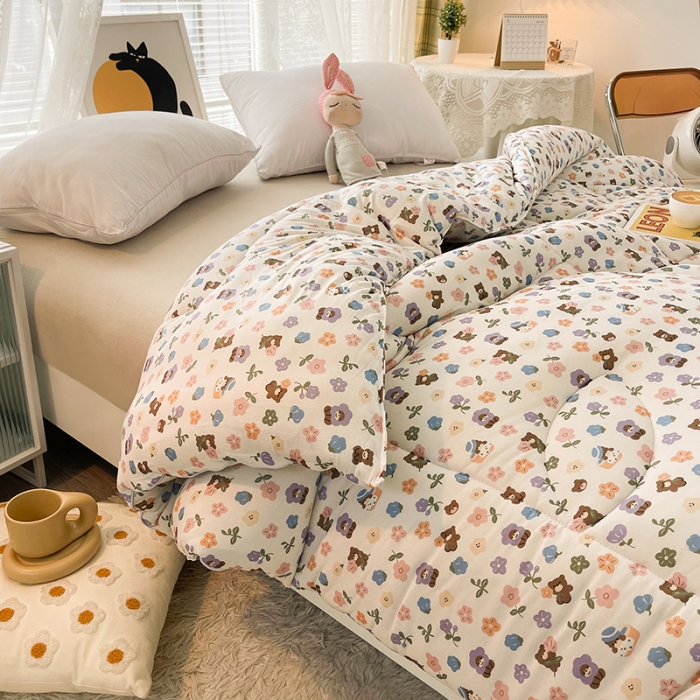 91家纺网 家纺一手货源 找家纺 梦初语 2022年A类针织棉大豆纤维冬被 花儿朵朵