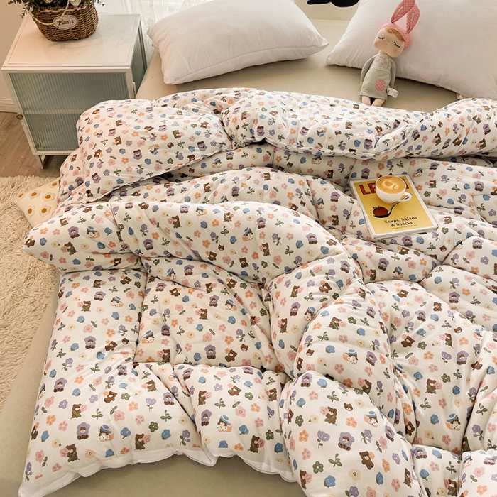 91家纺网 家纺一手货源 找家纺 梦初语 2022年A类针织棉大豆纤维冬被 花儿朵朵