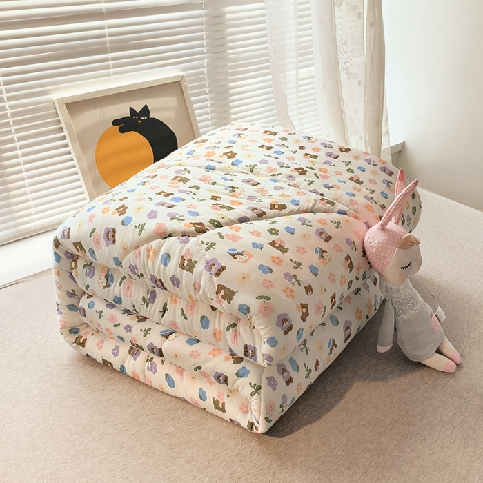 91家纺网 家纺一手货源 找家纺 梦初语 2022年A类针织棉大豆纤维冬被 花儿朵朵