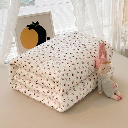 91家纺网 家纺一手货源 找家纺 梦初语 2022年A类针织棉大豆纤维冬被 兔子樱桃