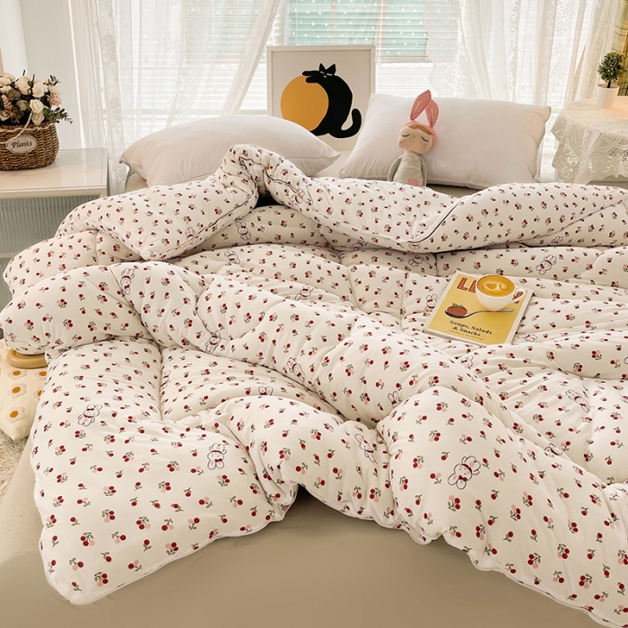 91家纺网 家纺一手货源 找家纺 梦初语 2022年A类针织棉大豆纤维冬被 兔子樱桃