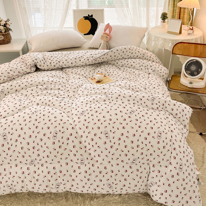 91家纺网 家纺一手货源 找家纺 梦初语 2022年A类针织棉大豆纤维冬被 兔子樱桃