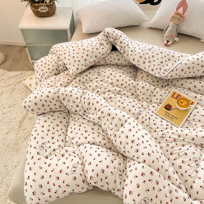 91家纺网 家纺一手货源 找家纺 梦初语 2022年A类针织棉大豆纤维冬被 兔子樱桃