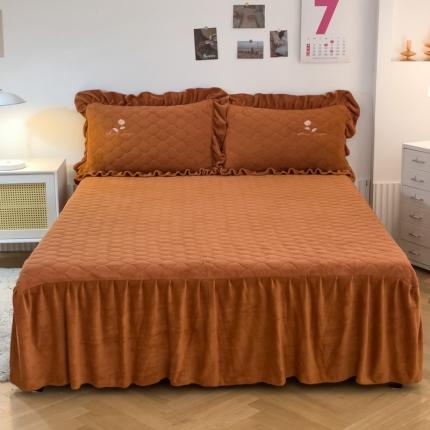 91家纺网 家纺一手货源 找家纺 （总）爱妮玖玖 2025新款牛奶绒纯色夹棉床裙