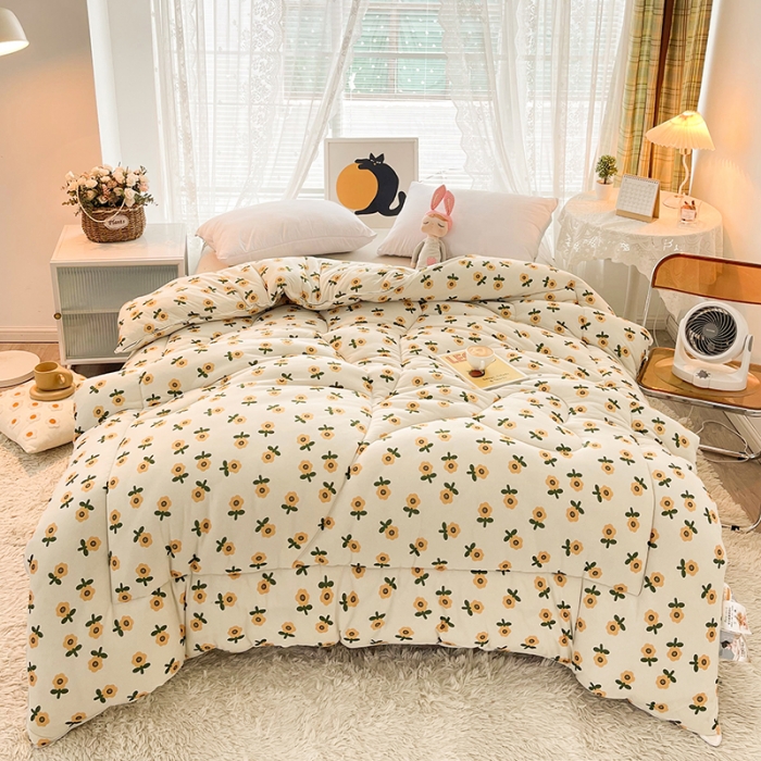 91家纺网 家纺一手货源 找家纺 梦初语 2022年A类针织棉大豆纤维冬被 小香槟